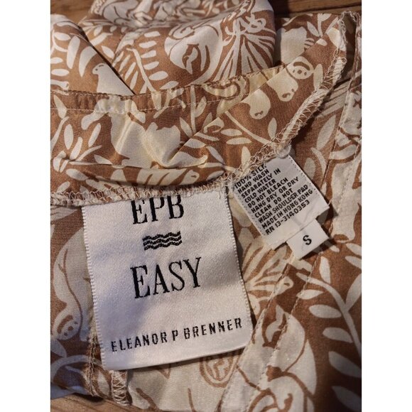 EPB Easy Eleanor P Brenner Womens S Blouse 100% Silk Boho Elephants Button Front - Picture 5 of 6